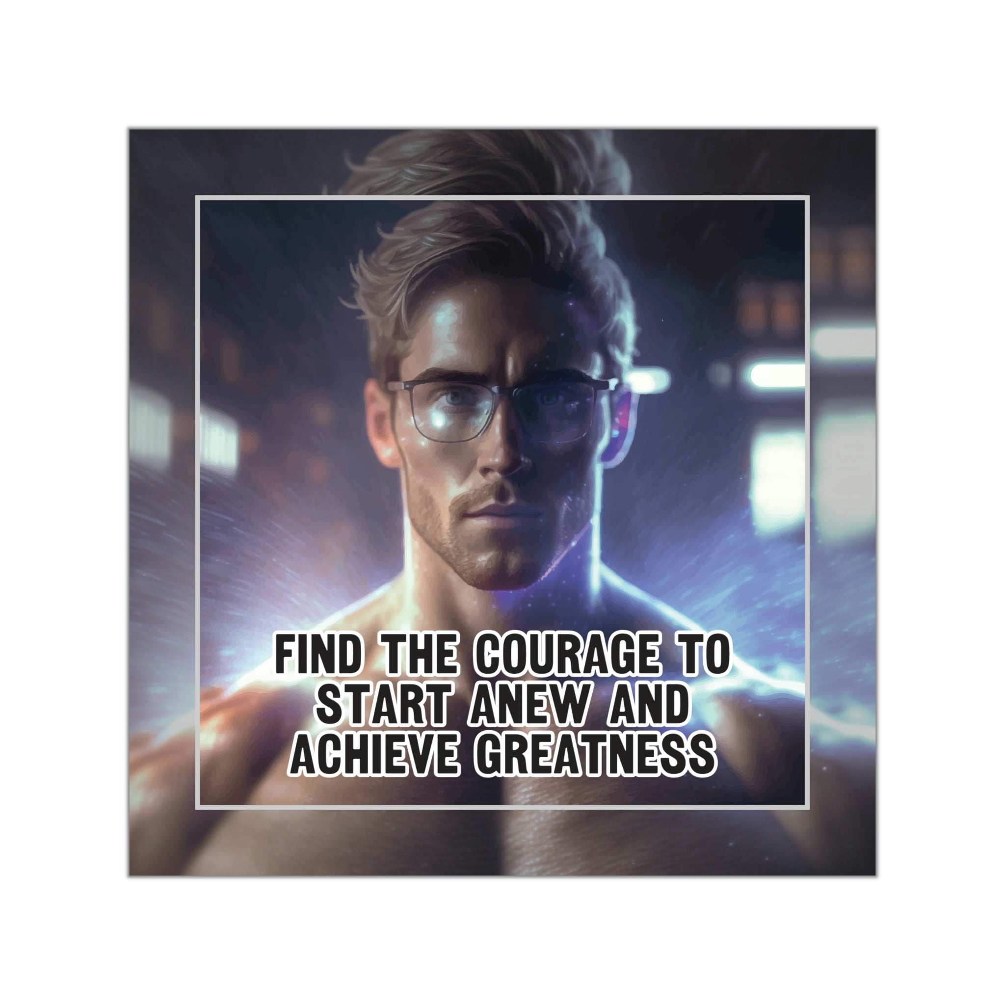 Achieving Greatness Starts with This Inspiring Square Sticker! #size_8x8-inches
