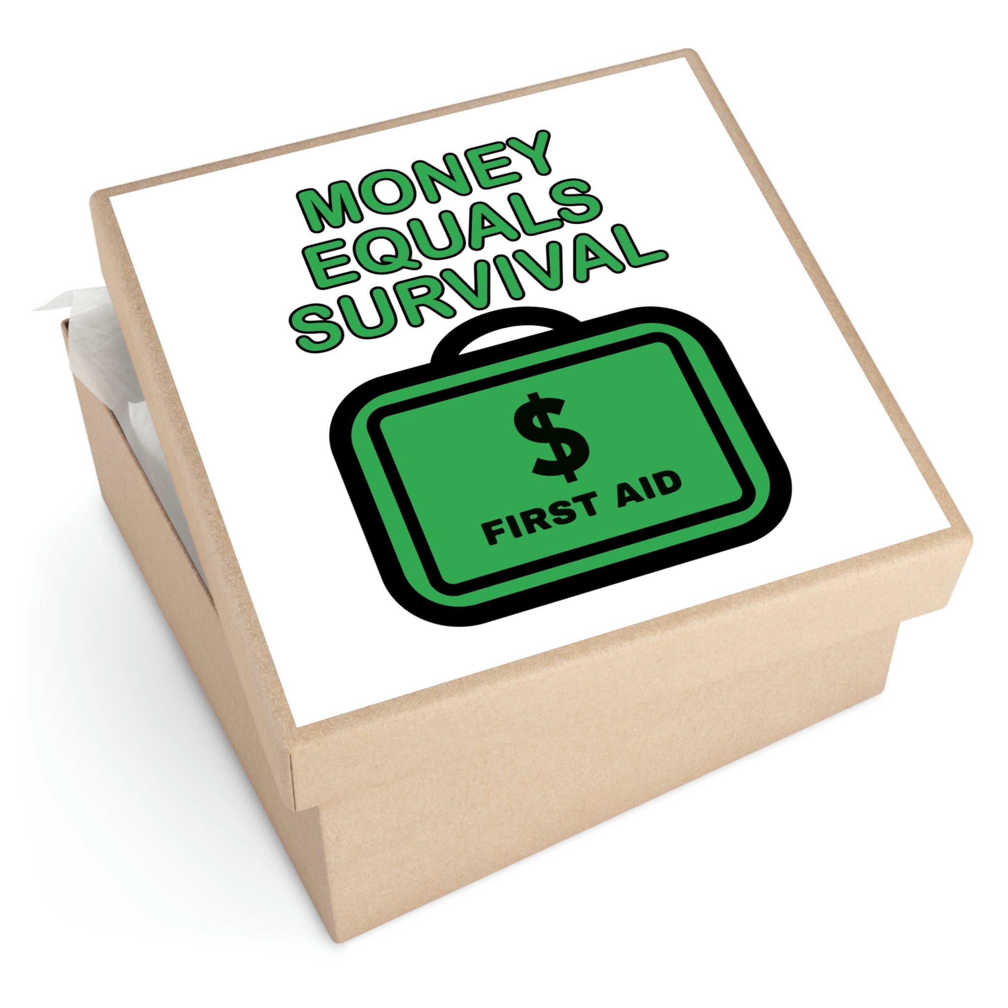 Money equals survival stickers | Shop money is first aid sticker #size_15x15-inches